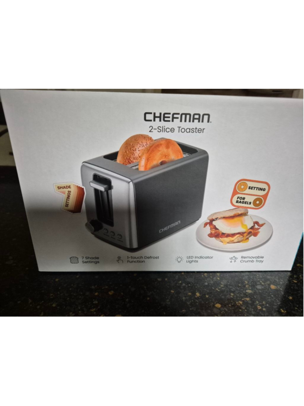 CHEFMAN 2-Slice Toaster Gray Black One Size